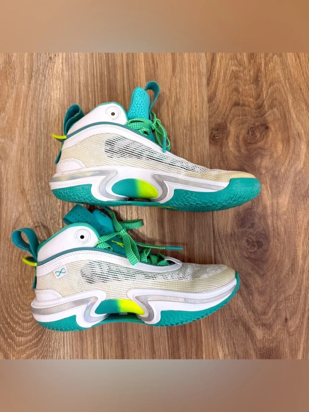 Air Jordan Jumpman 2021 Basketball Sneakers Teal Volt White Size 5Y